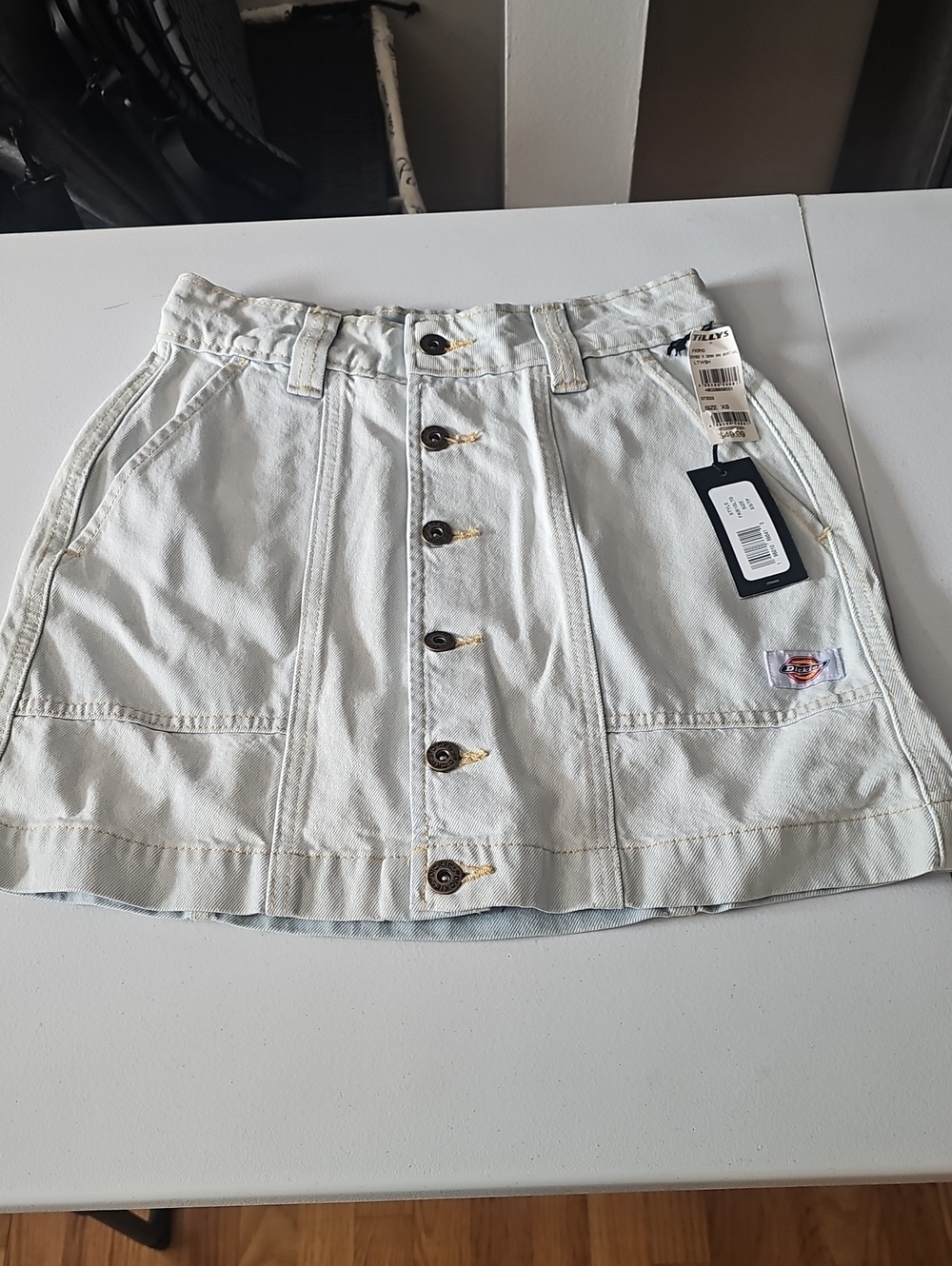 Dickies Women's Off-White Button-Front Mini Skirt